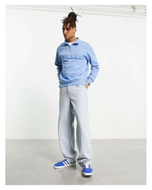 Nicce London Mercury Quarter Zip Sweatshirt in Blue for Men | Lyst