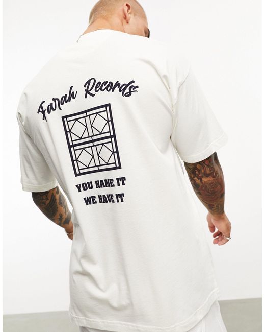 Farah White Harris Geometic Back Print Relaxed Fit T-shirt for men