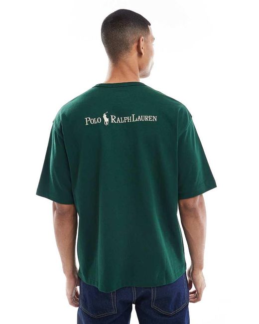 Camiseta Holgada Con Logo De Texto Estampado En La Espalda De Tejido Grueso Icon De Polo Ralph Lauren de hombre de color Green