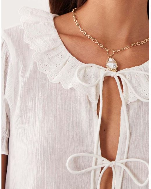 Miss Selfridge White Beach Frill Detail Shirt Co-ord
