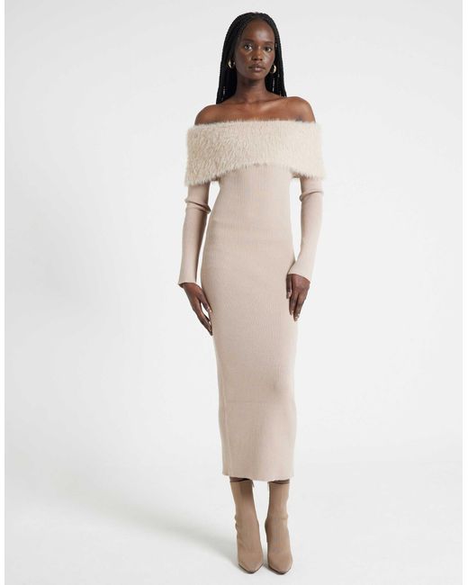 River Island Natural – midi-strickkleid