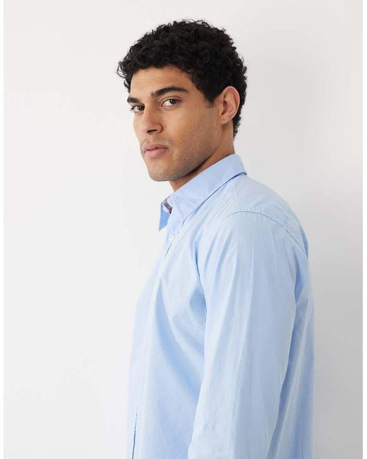 Boss Blue Regular Fit Cotton Long Sleeve Button Up Shirt for men