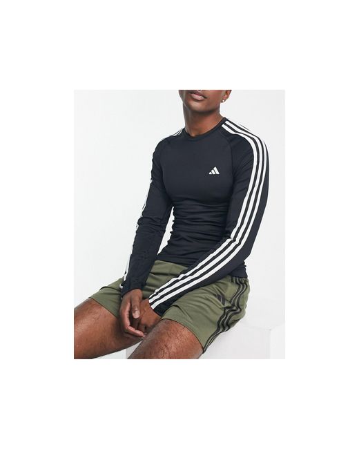 adidas Originals Adidas - Training - Tech Fit - T-shirt Met 3-stripes En Lange  Mouwen in het Zwart voor heren | Lyst NL