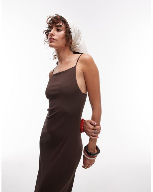 ARKET White Compact Rib Square Neck Sleeveless Midi Dress