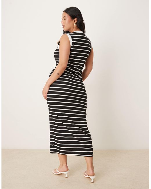 ASOS Black Asos Design 90s Curve Ribbed Built Up Midi Tank Dress