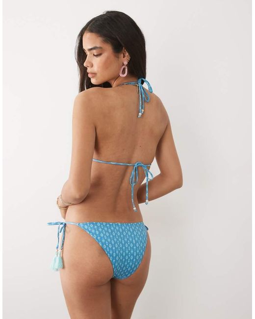 Mango Blue Teen Crinkle String Bikini Set