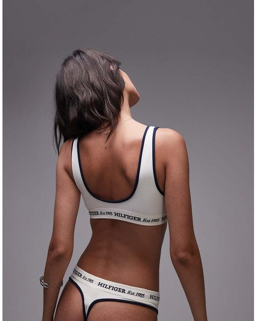 Bralette Azul Marino Y Blanco Con Logo De Tommy Hilfiger de color Multicolor