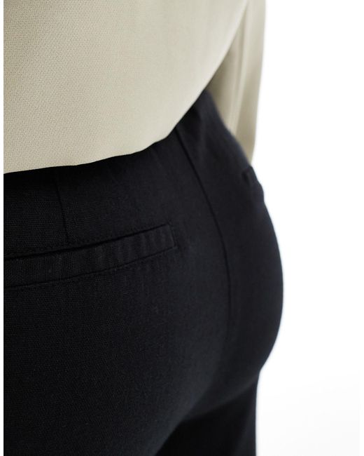 Vero Moda Black Linen Blend Tapered Trousers