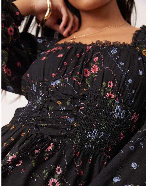 Miss Selfridge Gestreepte Mini Jurk in het Black