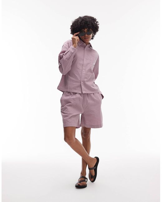 Carhartt Purple Toland Long Sleeve Seersucker Loose Fit Shirt Co-ord