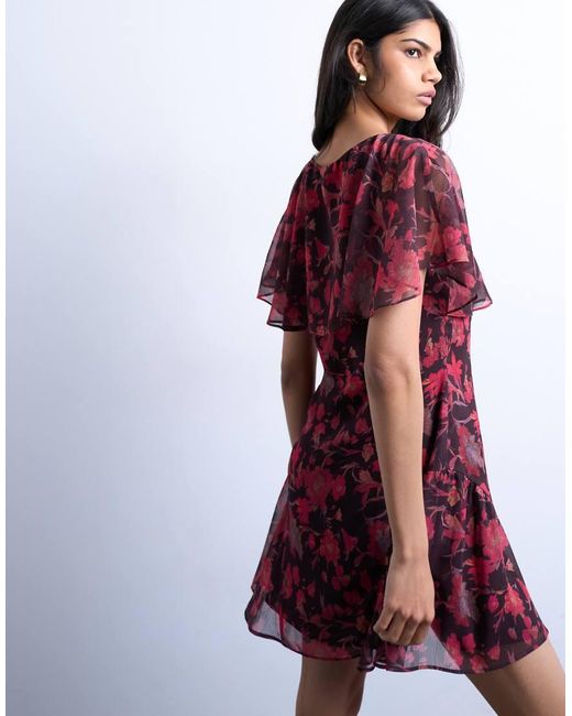 TOPSHOP Purple Chiffon Mini Tea Dress