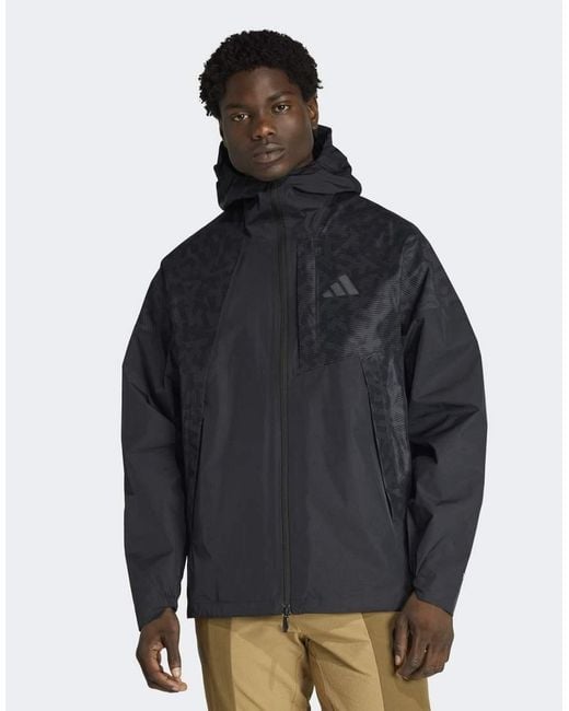 Adidas Originals Blue Terrex Xperior 2.5 Layer Hybrid Primeknit Climaproof Jacket for men