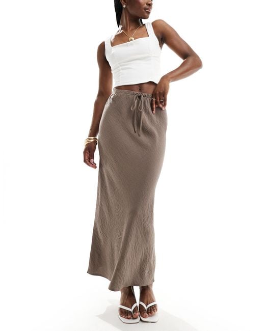 New Look Brown Drawstring Midi Skirt