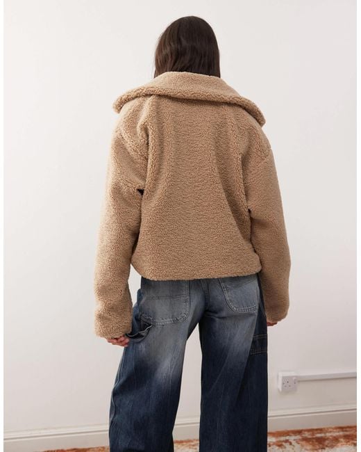 Noisy May Natural Cropped Teddy Jacket