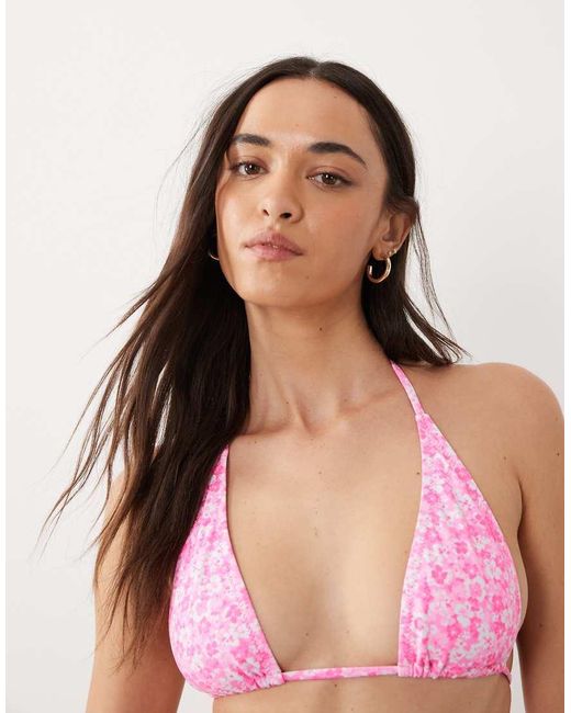 Kulani Kinis Pink Berry Burst Halterneck Bikini Top