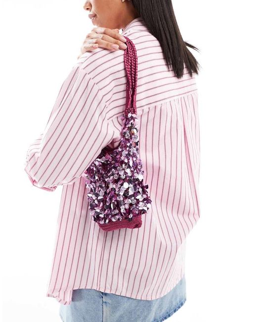 ASOS Pink Sequin Crochet Grab Bag