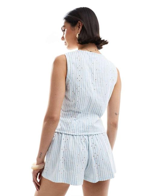 ASOS White Broderie Button Down Waistcoat