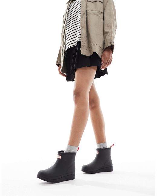 Hunter Black Play Lined Short Boot