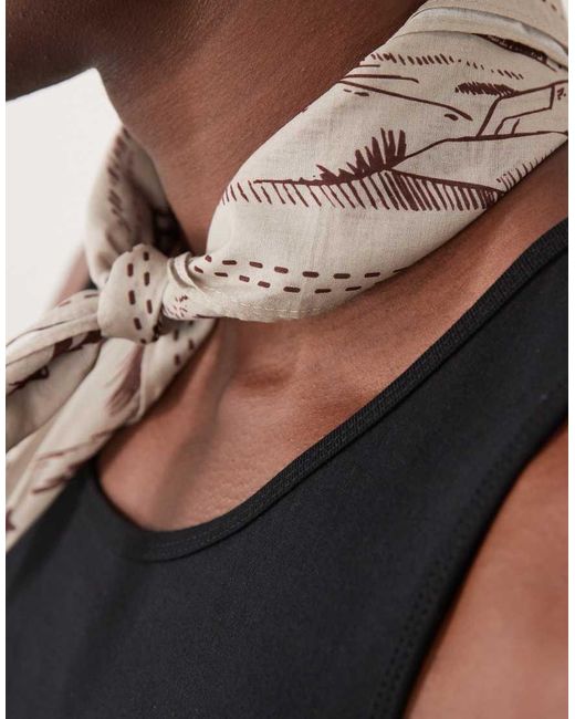ASOS Black Printed Graphic Cotton Headscarf for men