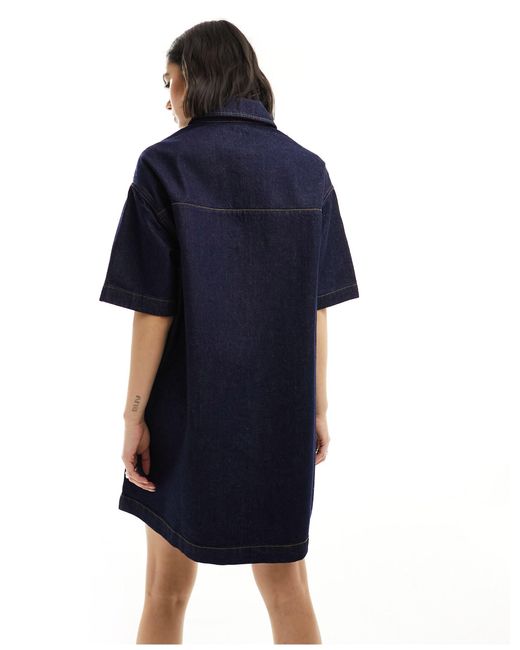 ASOS Blue Short Sleeve Denim Shirt Dress