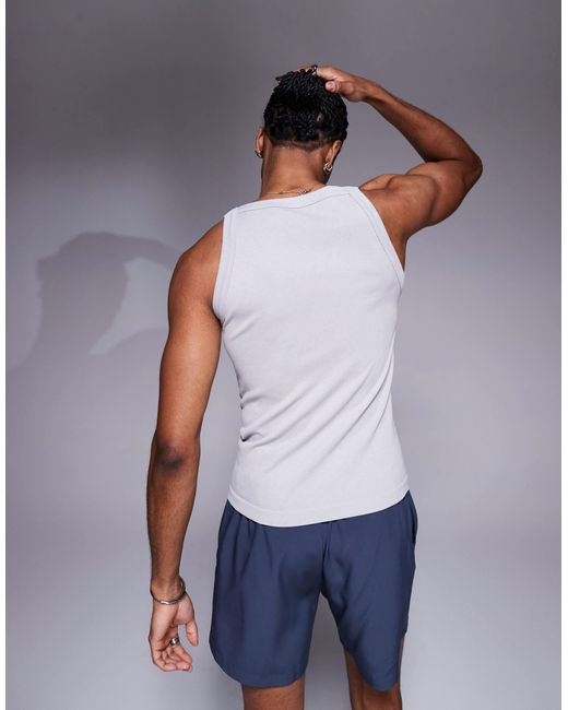 Débardeur moulant à encolure carrée en tissu côtelé sans coutures - chiné 4505 pour homme en coloris Gray