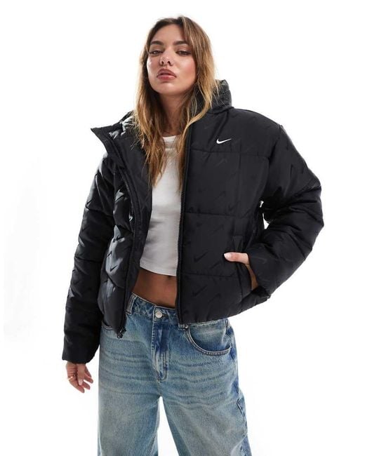 nike black cropped puffer jacket
