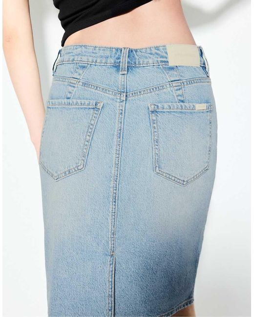 Stradivarius Blue Denim Mini Skirt