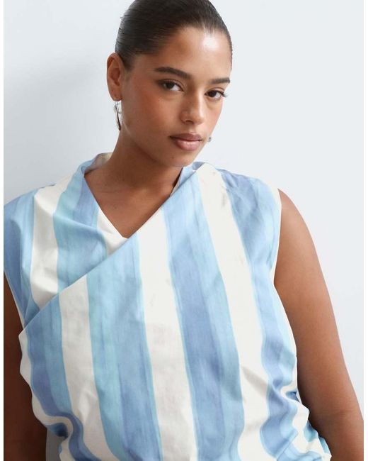 ARRANGE Blue Curve Wrap Drop Waist Maxi Dress