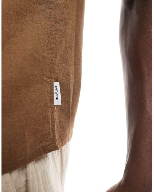 Only & Sons Overhemd Van Linnenmix Met Rechte Pasvorm in het Natural voor heren