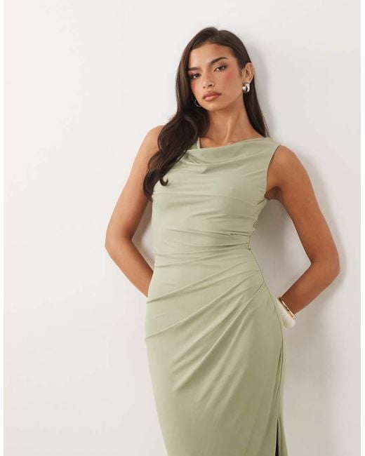 TFNC London Green Slinky Cowl Neck Maxi Dress