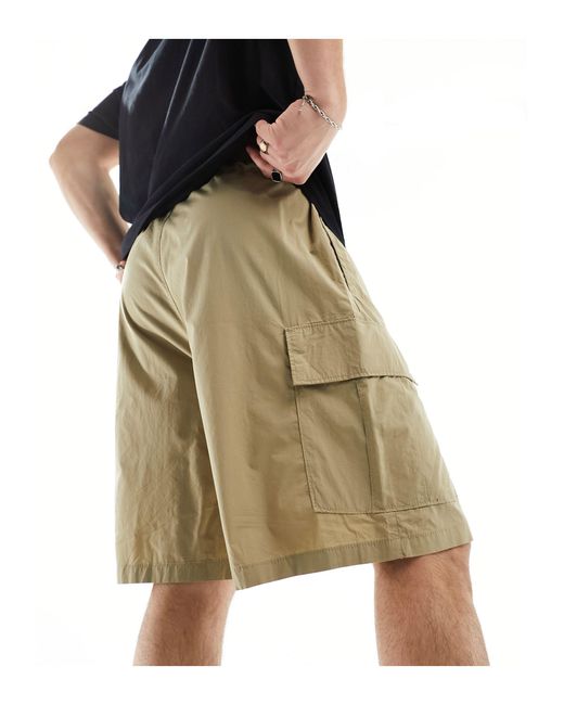 Weekday Brown Loose Fit Cargo Shorts for men
