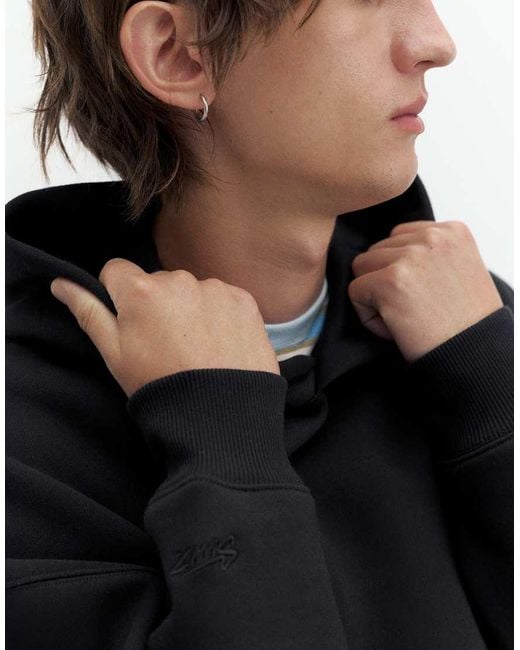 Pull&Bear Blue Boxy Fit Hoodie for men