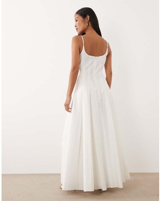 Forever New White Cotton Cami Godet Maxi Dress