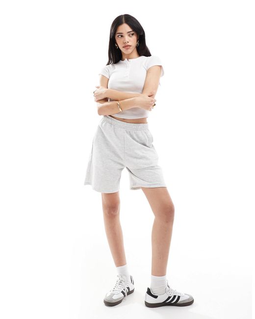 Bershka White – longline-sweatshorts