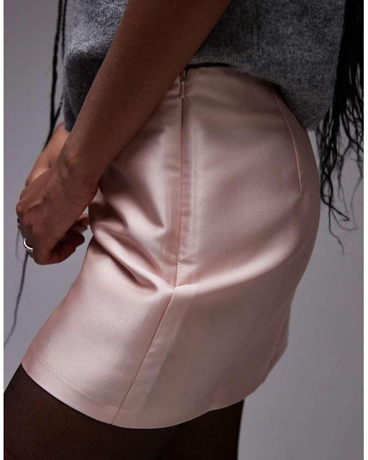 Minifalda Muy Corta De Satén Grueso De (Parte De Un Conjunto) TOPSHOP de color Gray