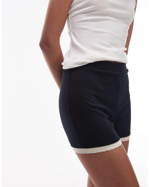 TOPSHOP White Co Ord Contrast Frill Edge Shorts