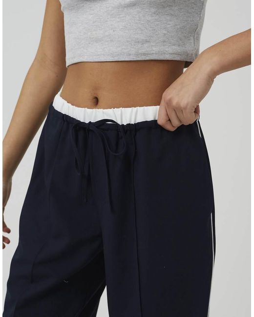 Brave Soul Blue Contrast Waistband Tailored Trousers