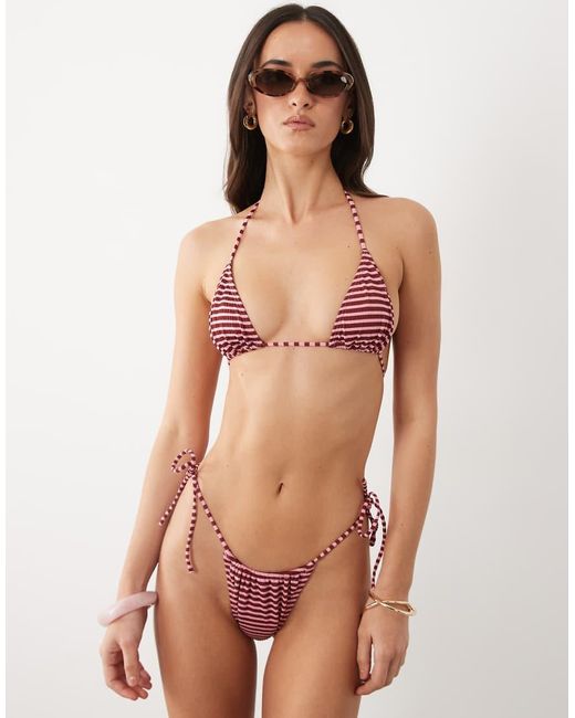 ASOS Red Violet Tie Side Bikini Bottom