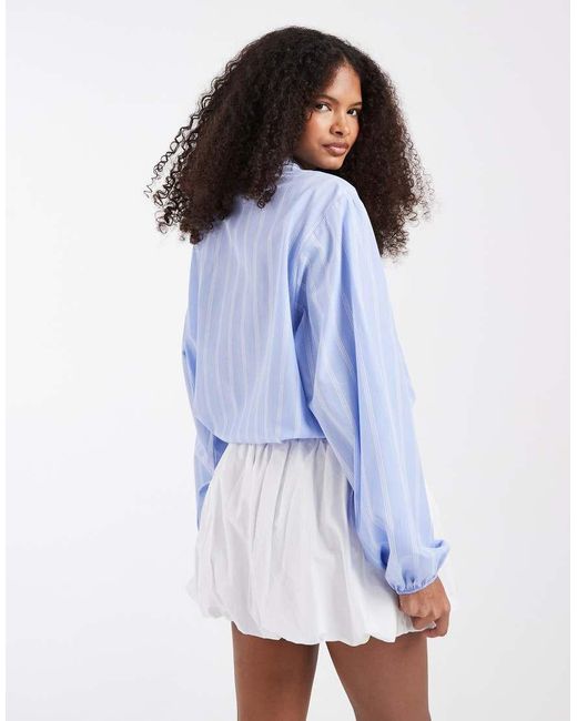 ASOS White Ruched Waist Shirt Set
