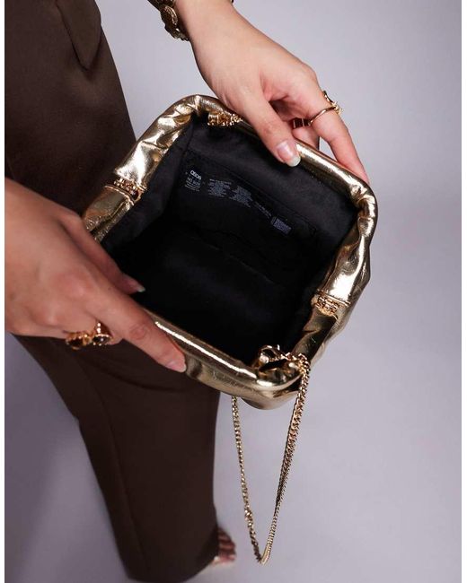 ASOS Brown Frame Clutch Bag With Detachable Crossbody Strap
