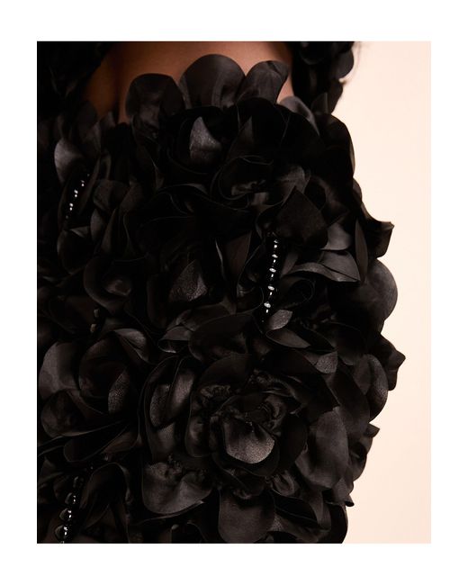 Falda negra con diseño floral tridimensional, volantes y adornos colgantes ASOS de color Natural