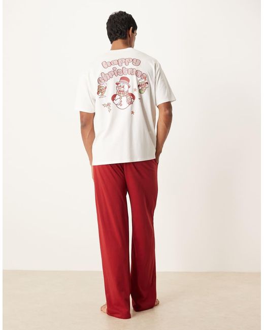 ASOS White Christmas Pyjama Set With Characters Graphic for men