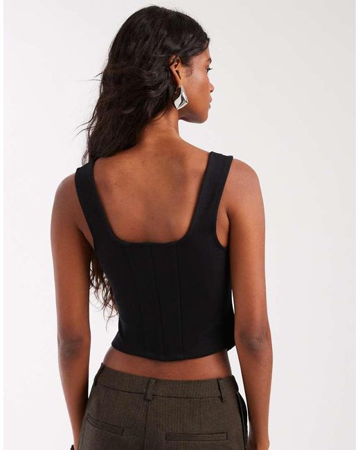 Top Corsetero Con Corchetes Delanteros De ASOS de color White