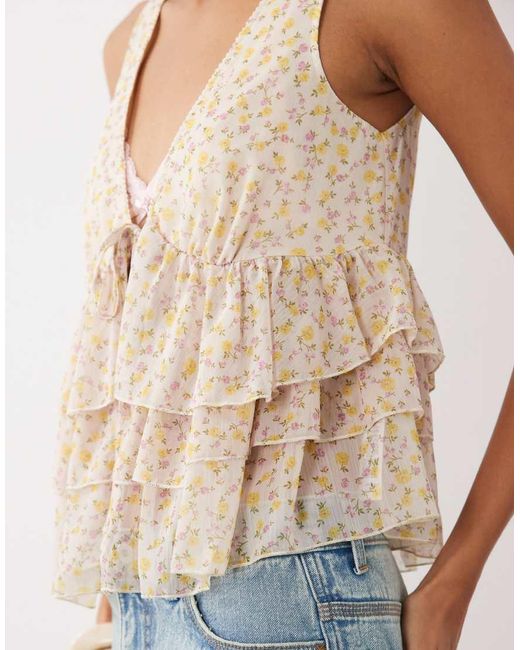 Miss Selfridge Multicolor Tiered Tie Front Top