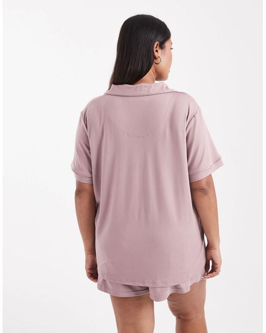 Loungeable Pink Curve Supersoft Jersey Short Sleeve Shirt & Shorts Pyjama Set