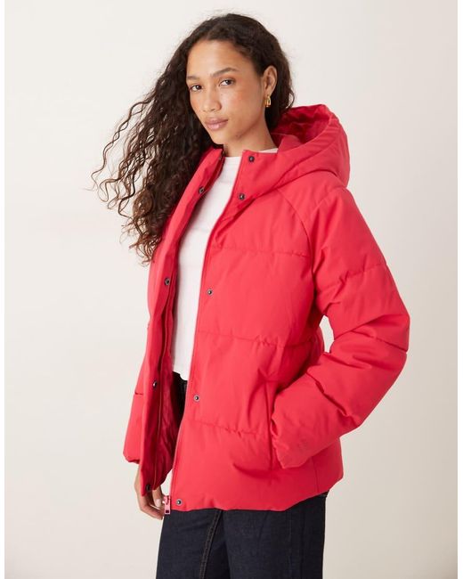 JJXX Red Hooded Puffer Jacket
