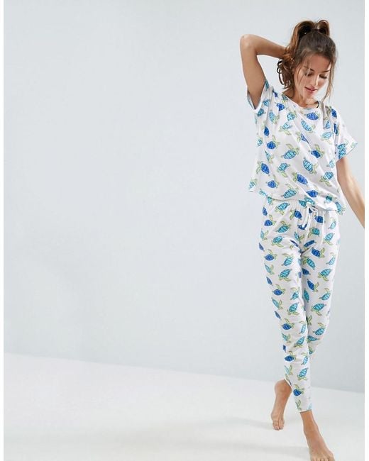 ASOS Blue Turtle Tee & Legging Pyjama Set
