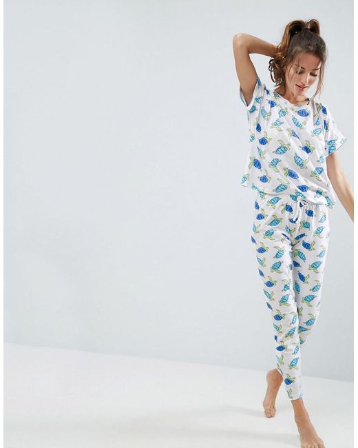 ASOS Blue Turtle Tee & Legging Pyjama Set