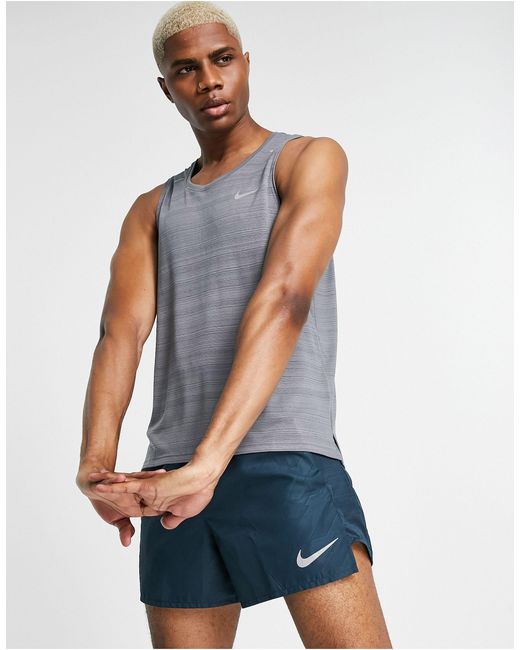 Nike Dri Fit Miler Vest In Grey Grey For Men Lyst Nike Dri Fit Miler Vest In Grey Grey For Men Lyst