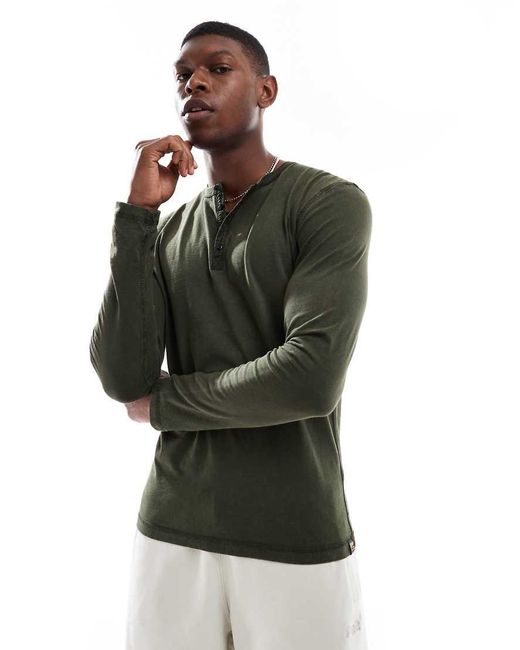 Superdry Green Long Sleeved Jersey Grandad Top for men